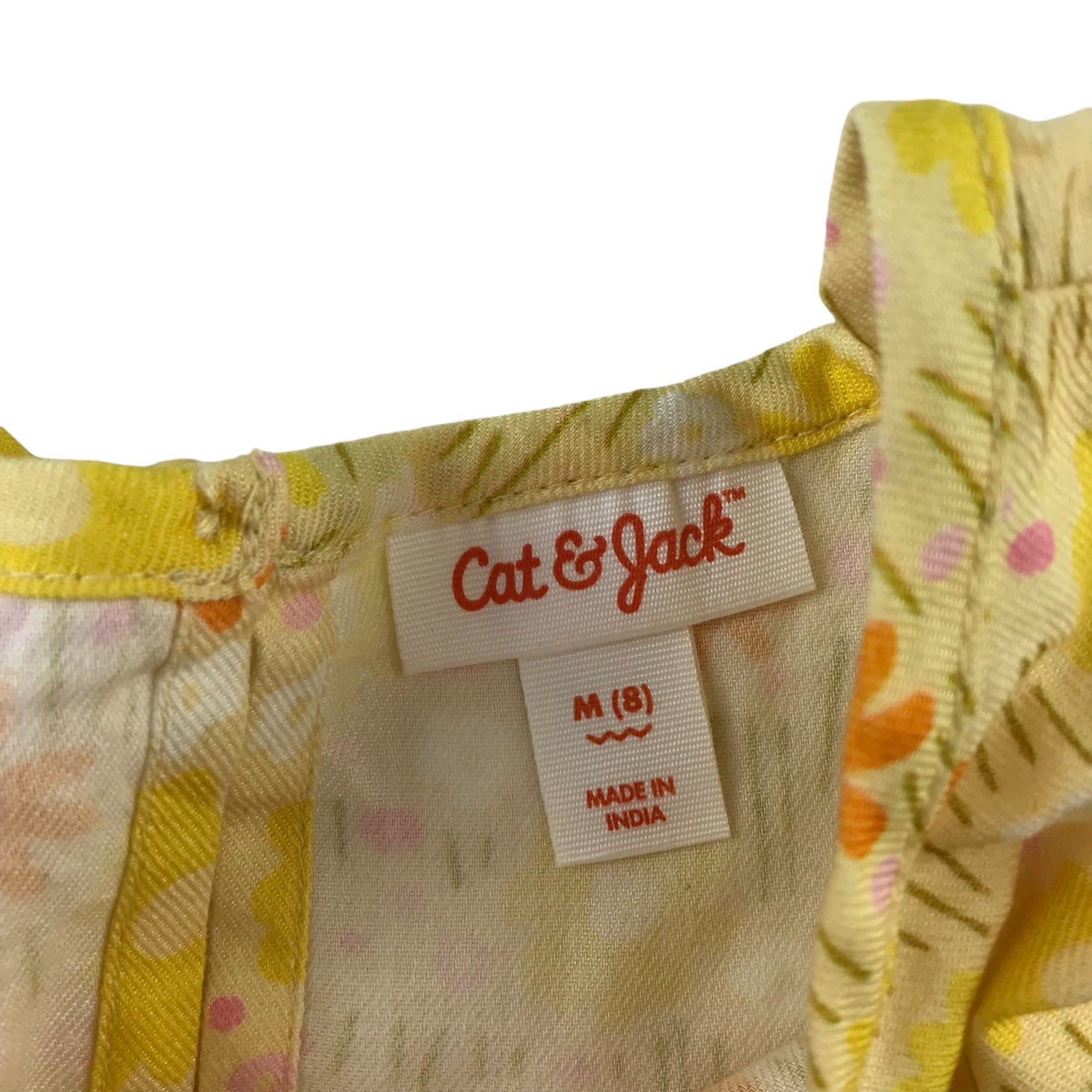 Cat & Jack t-shirt 7-8 years yellow floral tiered top