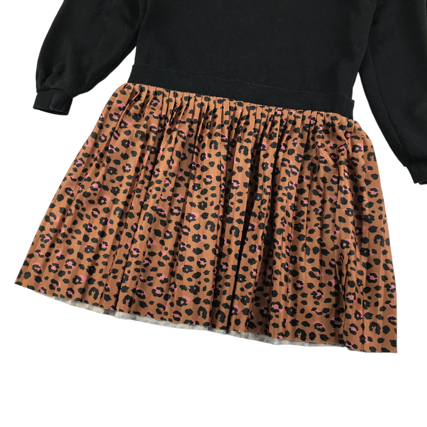 Tu Dress Age 9 Black Jersey Top Brown Animal Print Skirt