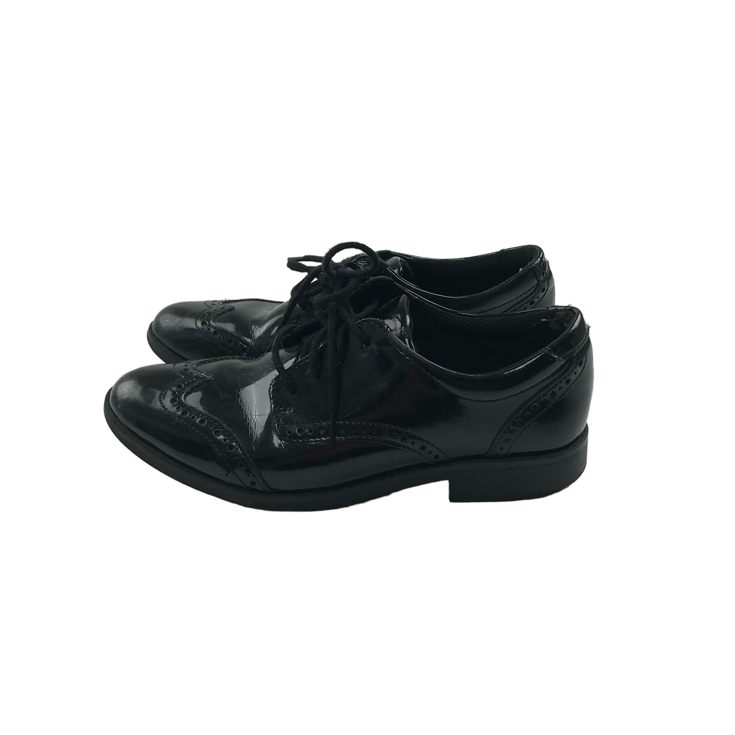 Clarks Black Glossy Brogue Shoes Shoe Size 4F