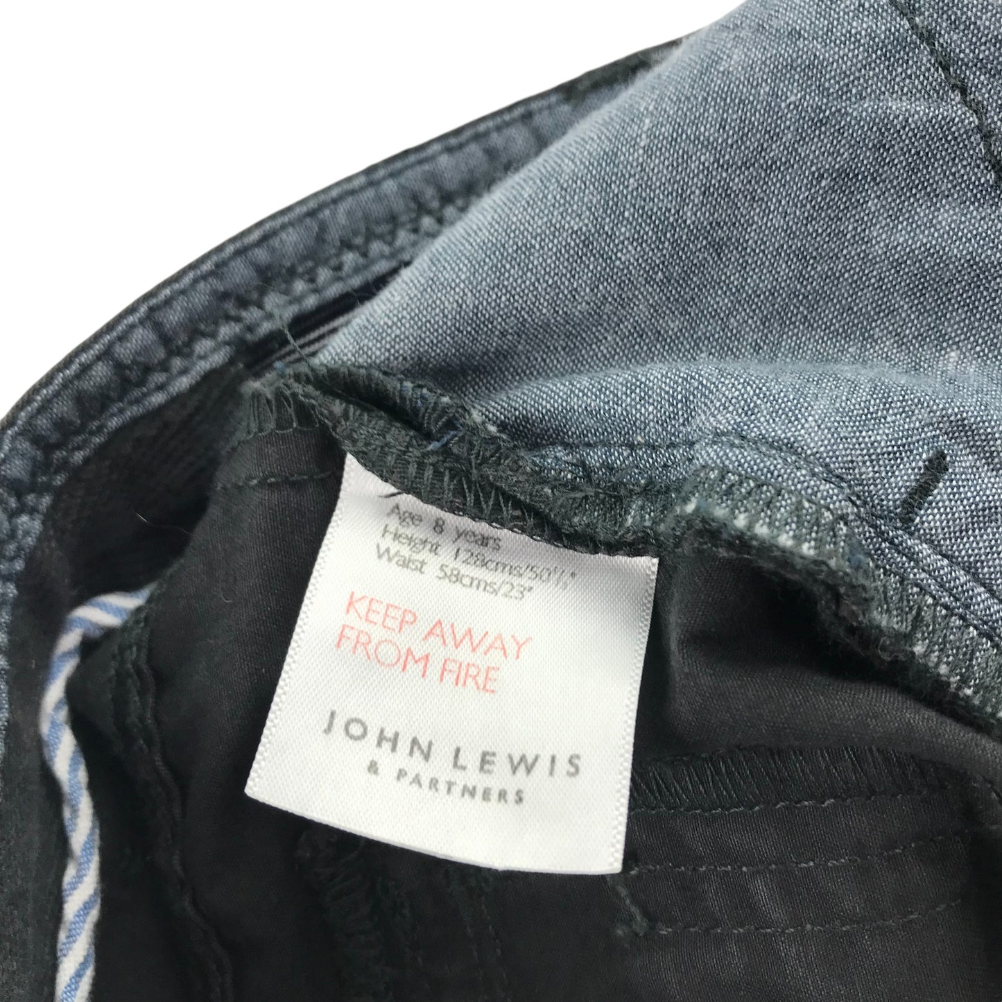 John Lewis trousers 7-8 years grey cargo style cotton