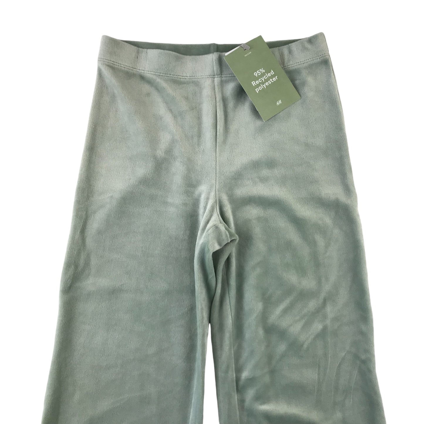 H&M leggings 9-10 years sage green fleecy wide leg loungewear bottoms