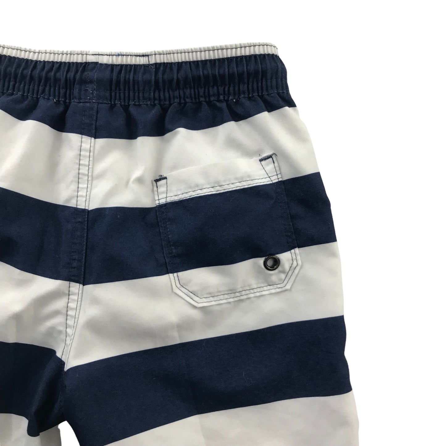 M&S Swim Trunks Age 4 Navy Blue White Stripes Shorts
