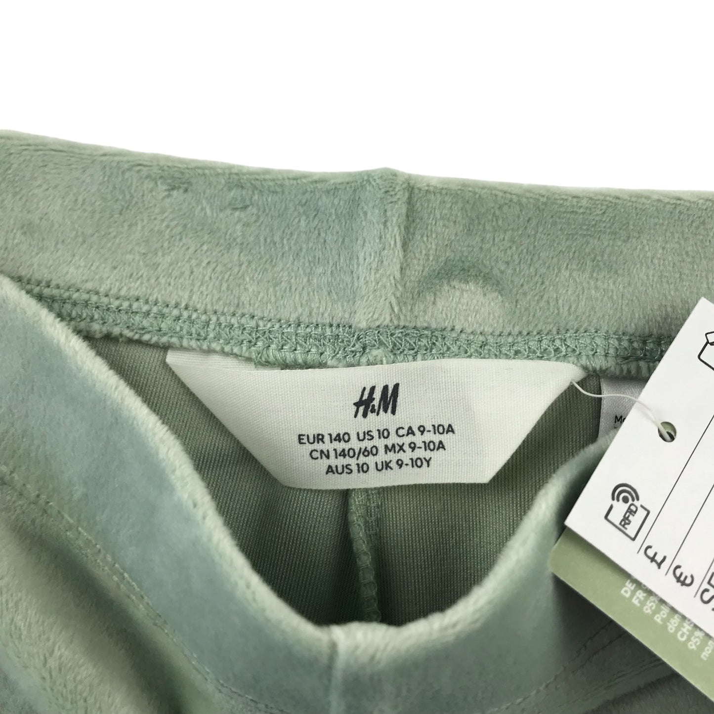 H&M leggings 9-10 years sage green fleecy wide leg loungewear bottoms