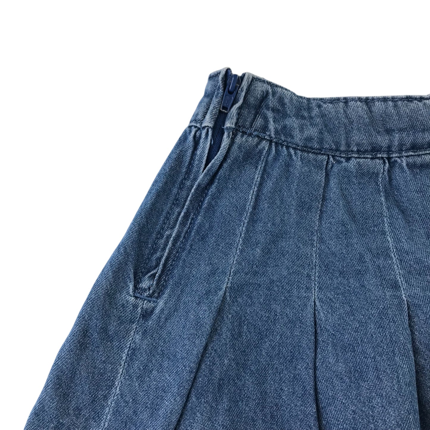 Primark skirt 8-9 years blue denim flared with pleats cotton