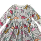F&F dress 6-7 years white and multicolour dinosaur print t-shirt dress cotton