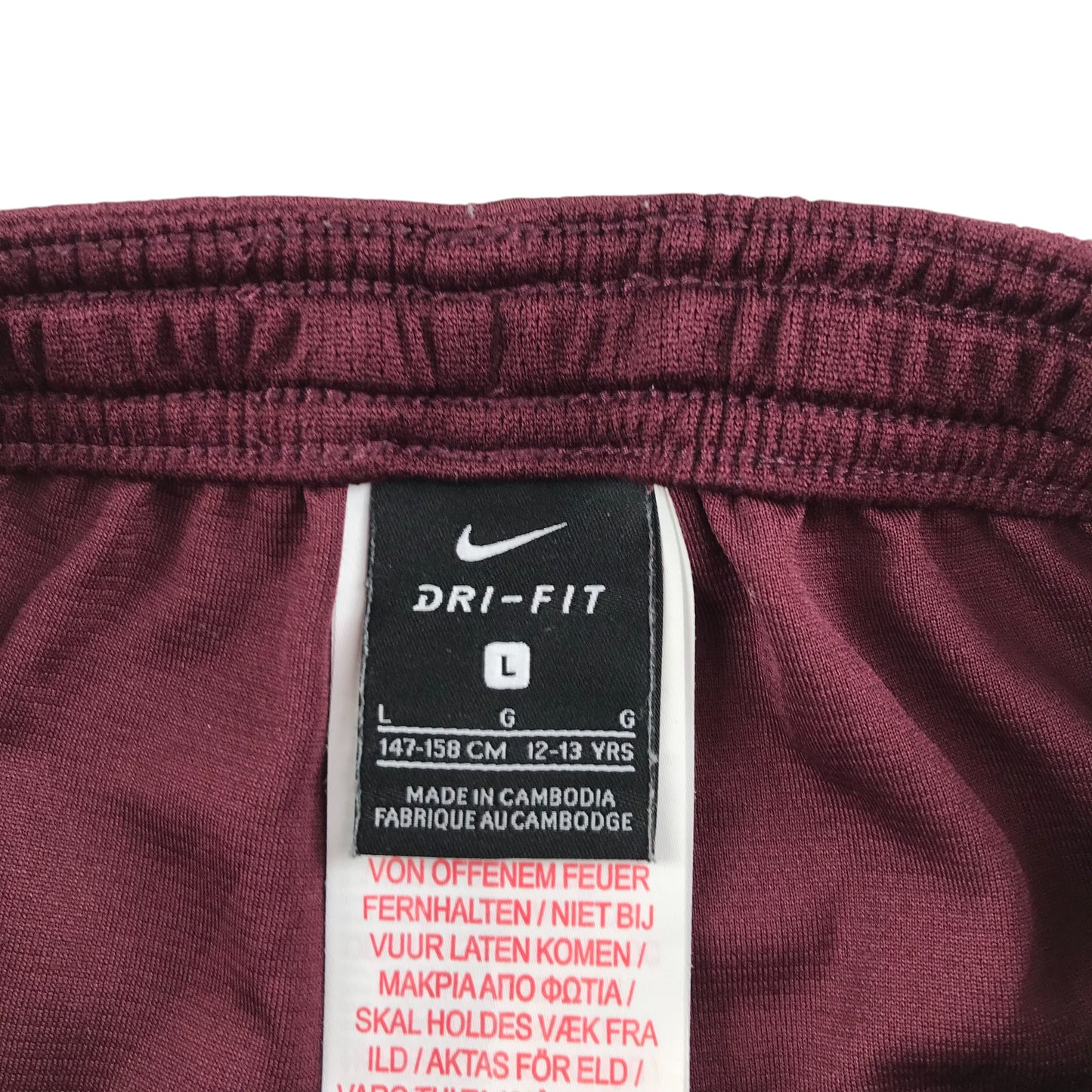 Nike sport shorts 12-13 years burgundy with grey detailing