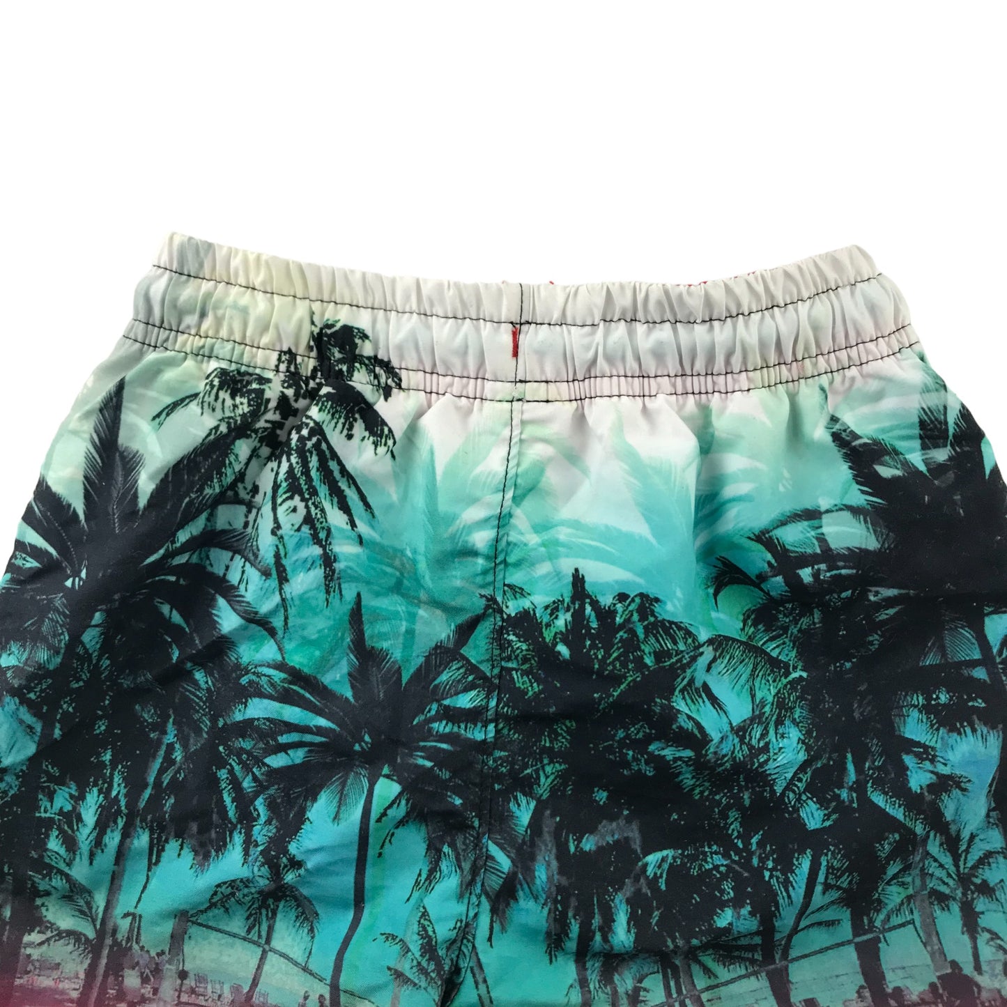 George Swim Trunks Age 5 Turquoise White and Red Gradient Palm Trees Shorts