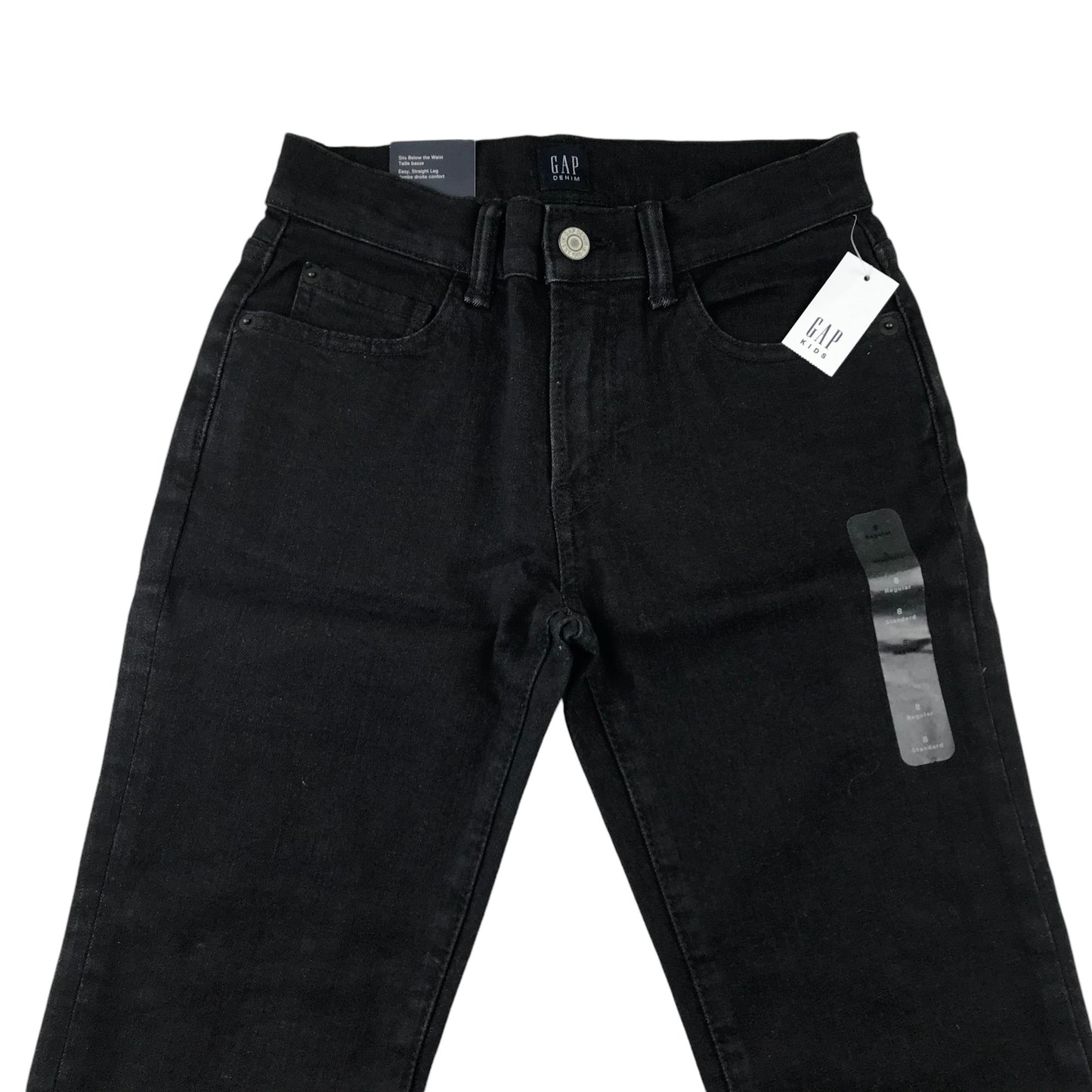 GAP jeans 7-8 years dark charcoal stone wash effect stretchy regular straight fit