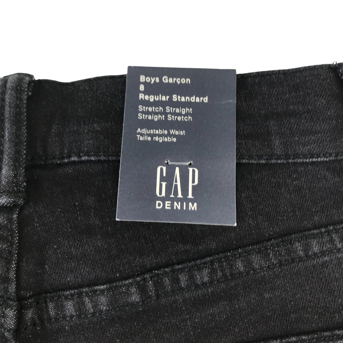 GAP jeans 7-8 years dark charcoal stone wash effect stretchy regular straight fit