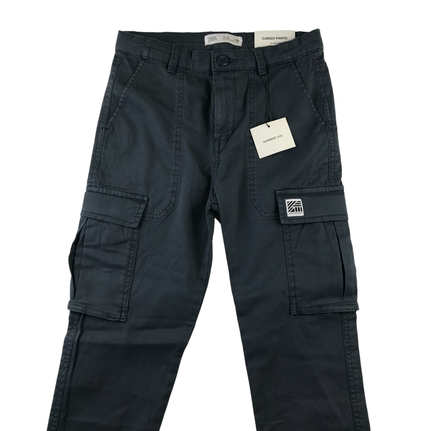 Zara trousers 7-8 years greyish navy blue cargo style tapered leg