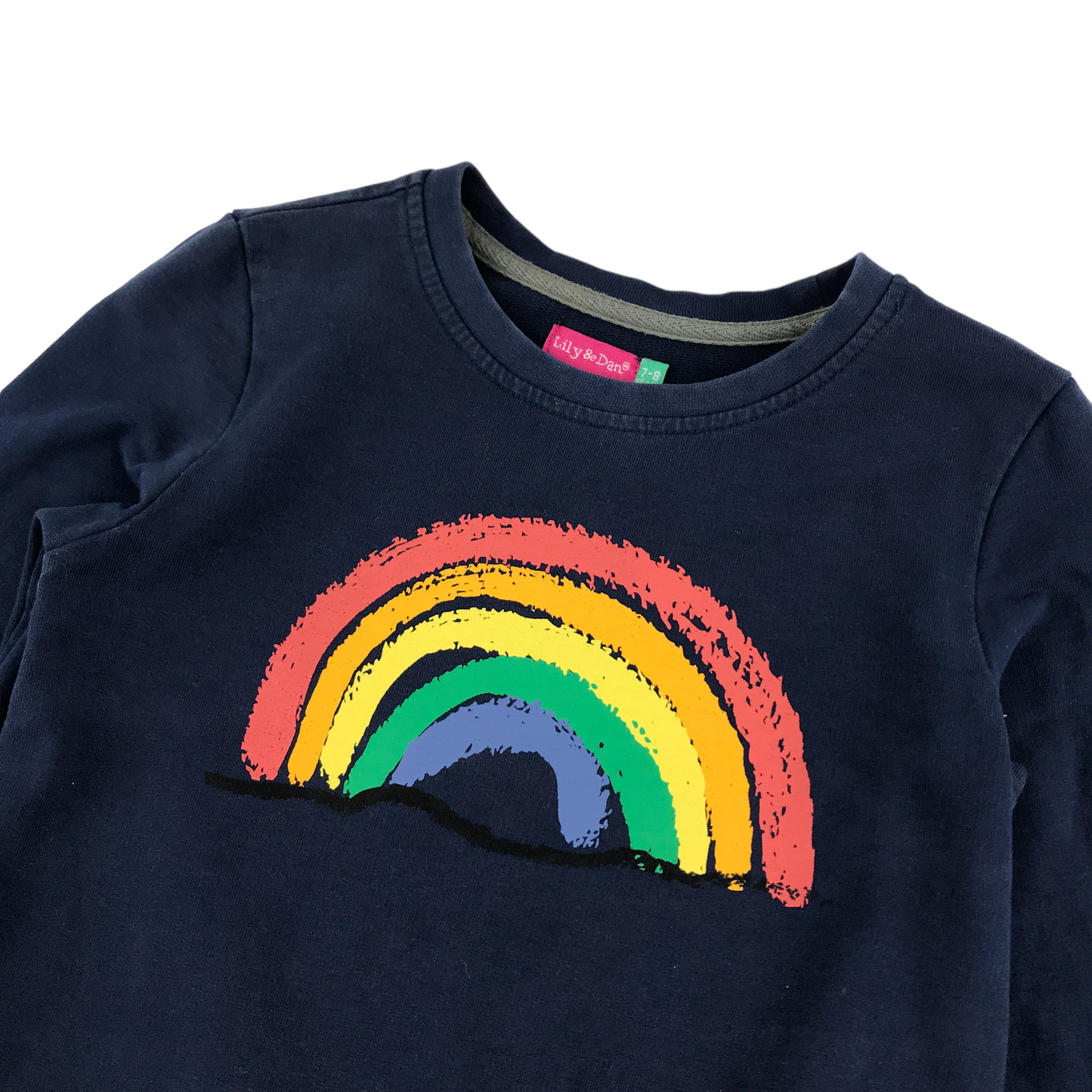 Lilly & Dan Dress Age 7 Blue Rainbow Graphic