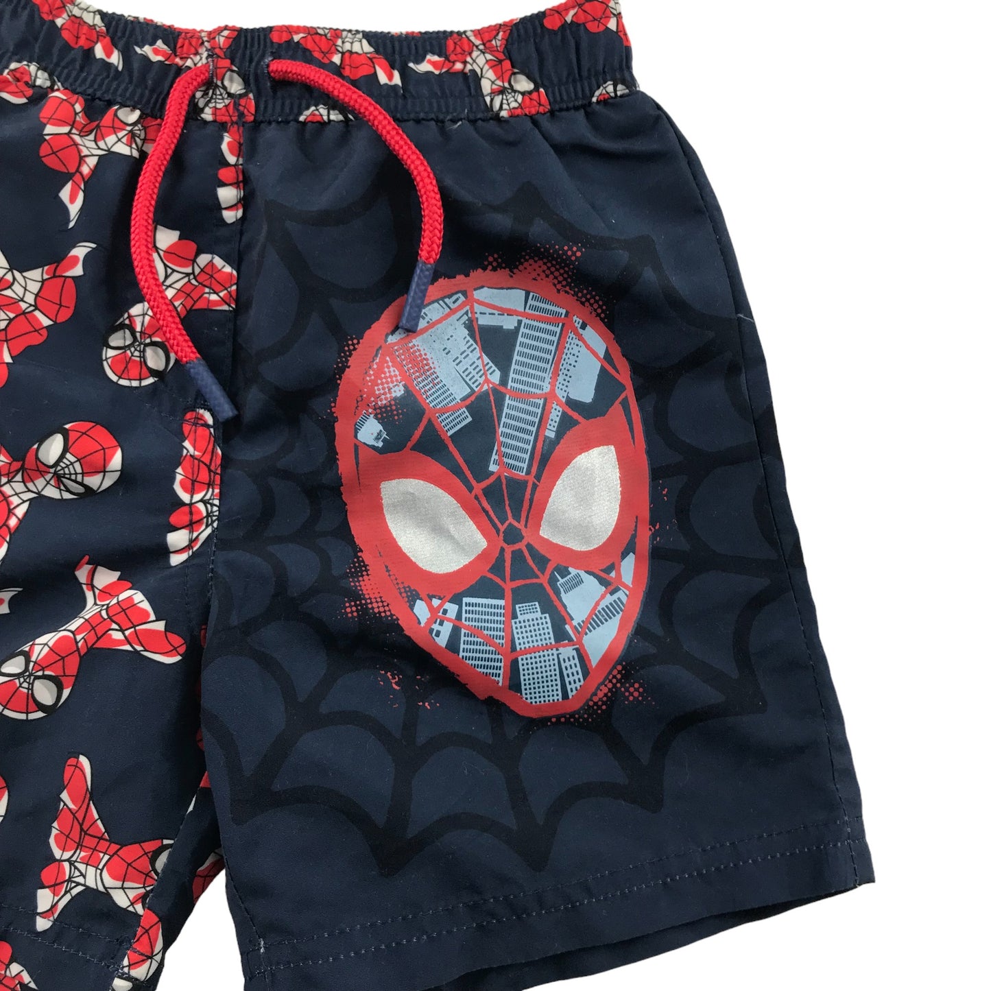 F&F Swim Trunks Age 6 Navy Blue Marvel Spiderman Print Pattern Shorts