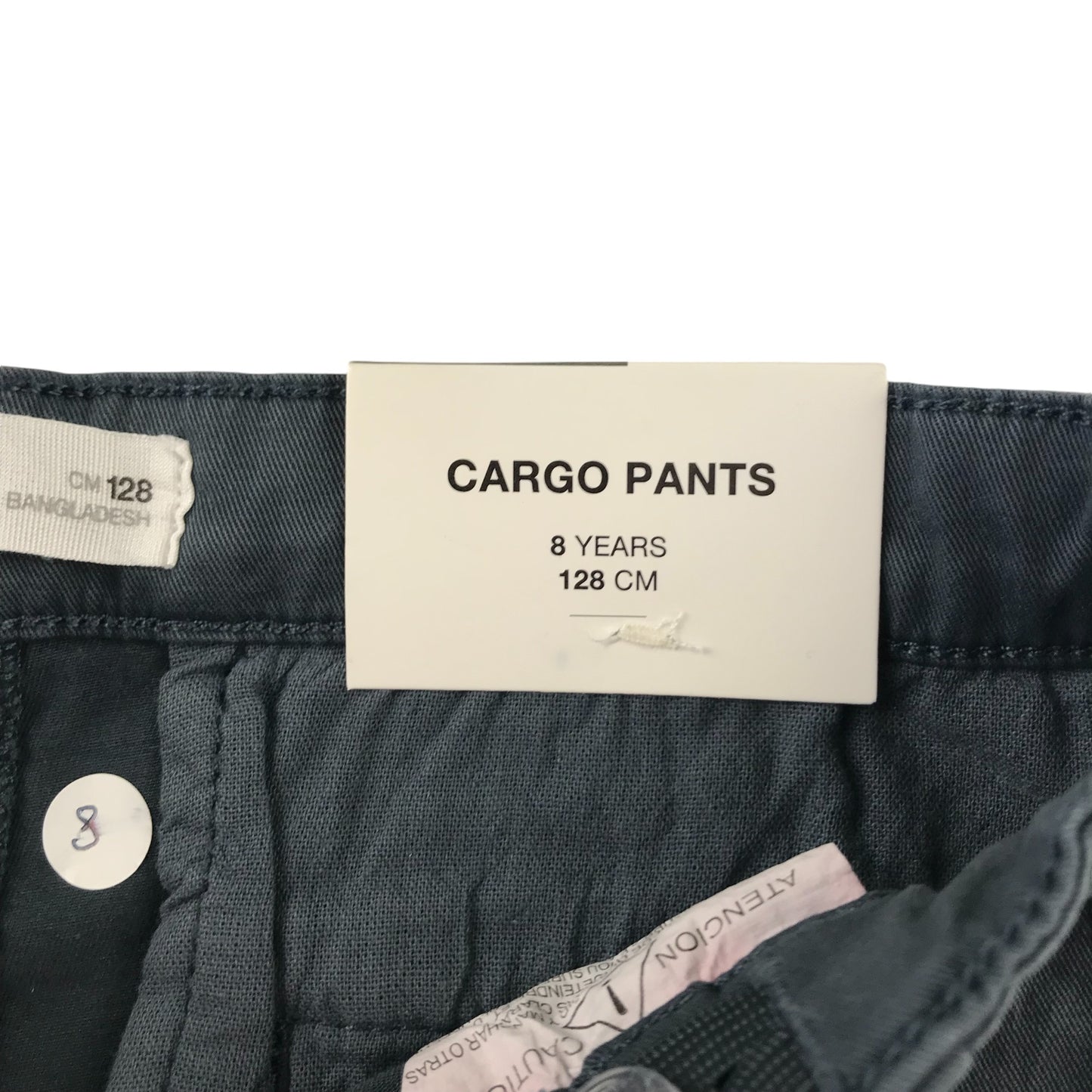 Zara trousers 7-8 years greyish navy blue cargo style tapered leg