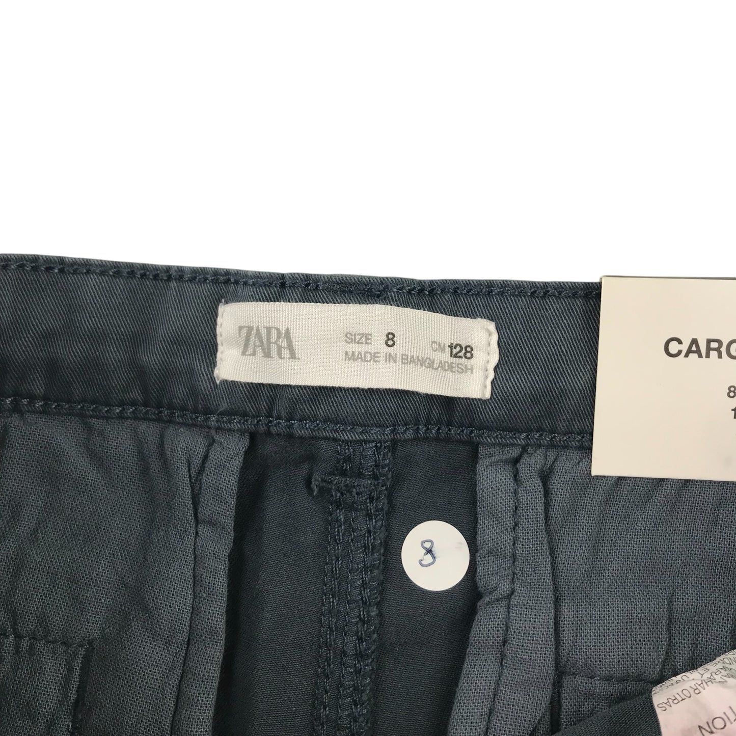 Zara trousers 7-8 years greyish navy blue cargo style tapered leg