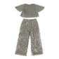 Zara set 7-8 years beige and silver sequin crop top and trousers