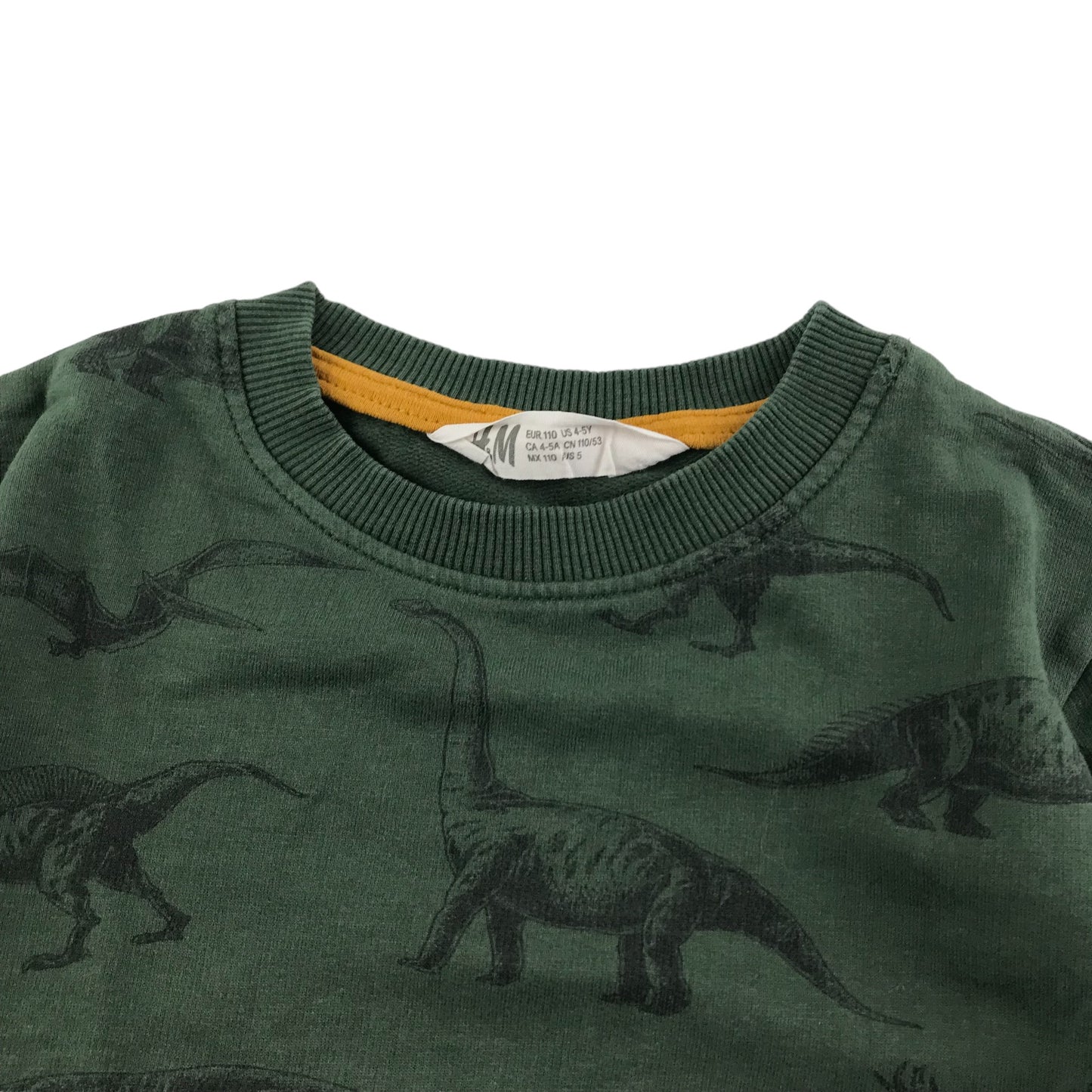 H&M Sweater Age 4 Khaki Green Dinosaur Jersey