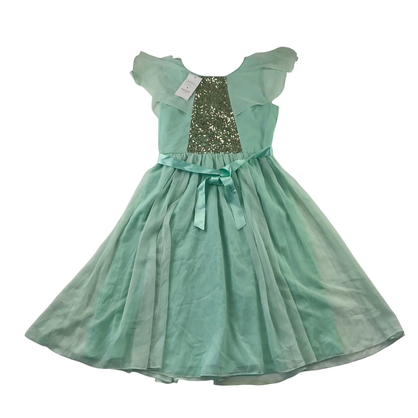 Monsoon dress 14-15 years mint green chiffon layered with sequins