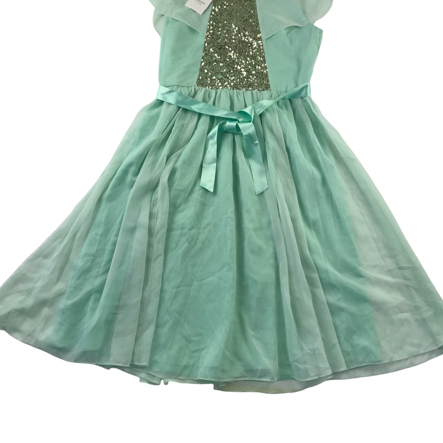 Monsoon dress 14-15 years mint green chiffon layered with sequins