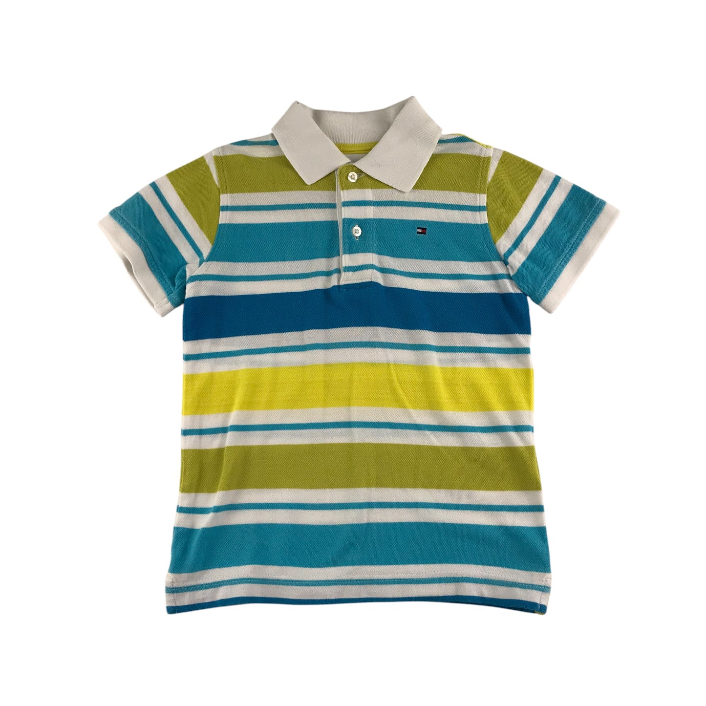 Tommy Hilfiger polo shirt 4-5 years yellow and blue stripy short sleeve cotton