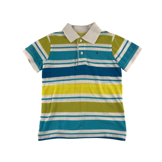 Tommy Hilfiger polo shirt 4-5 years yellow and blue stripy short sleeve cotton