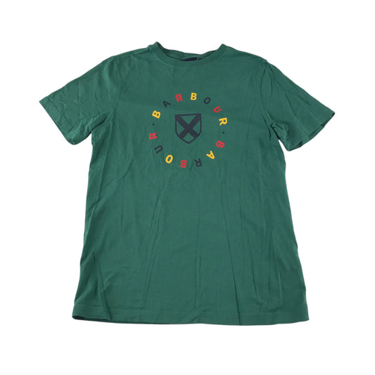Barbour t-shirt 12-13 years green graphic text logo short sleeve
