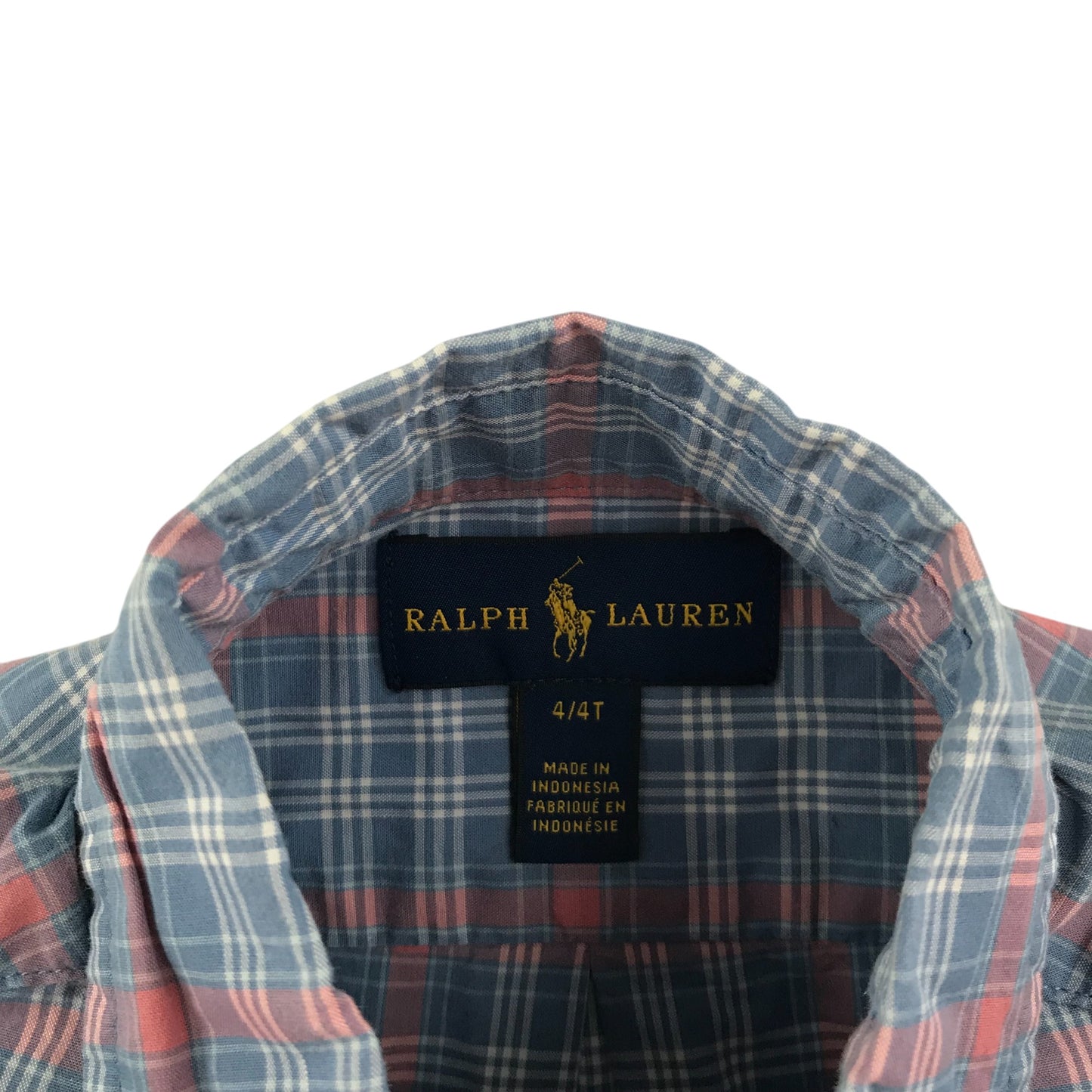 Ralph Lauren shirt 4 years blue and red check pattern button up cotton