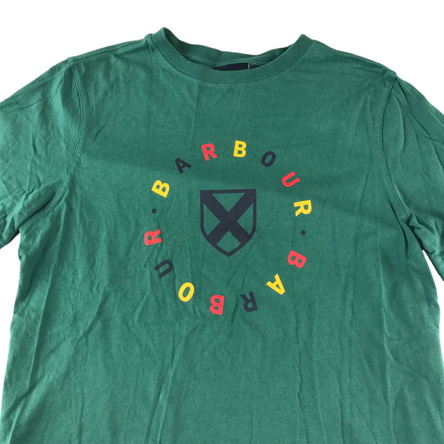 Barbour t-shirt 12-13 years green graphic text logo short sleeve