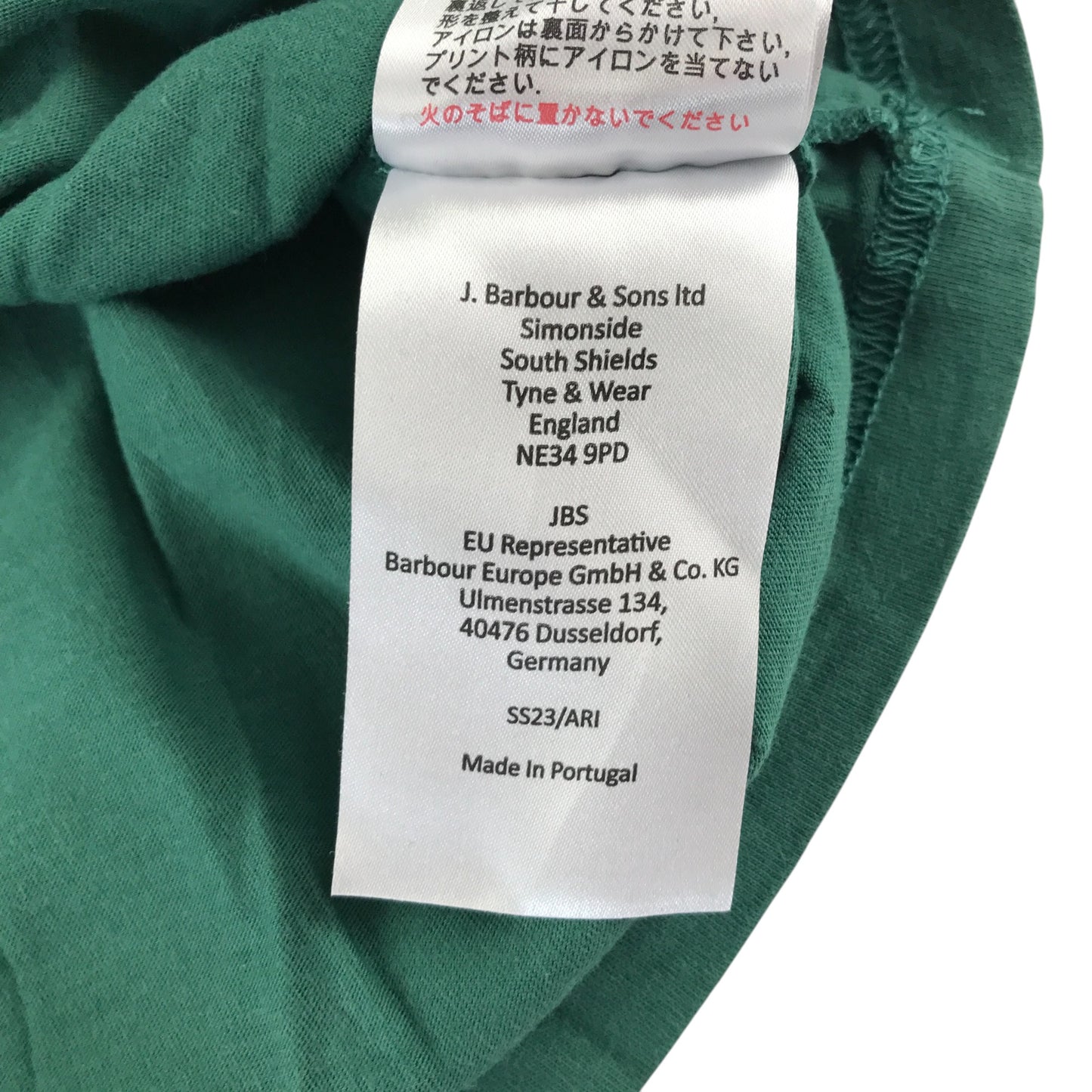 Barbour t-shirt 12-13 years green graphic text logo short sleeve