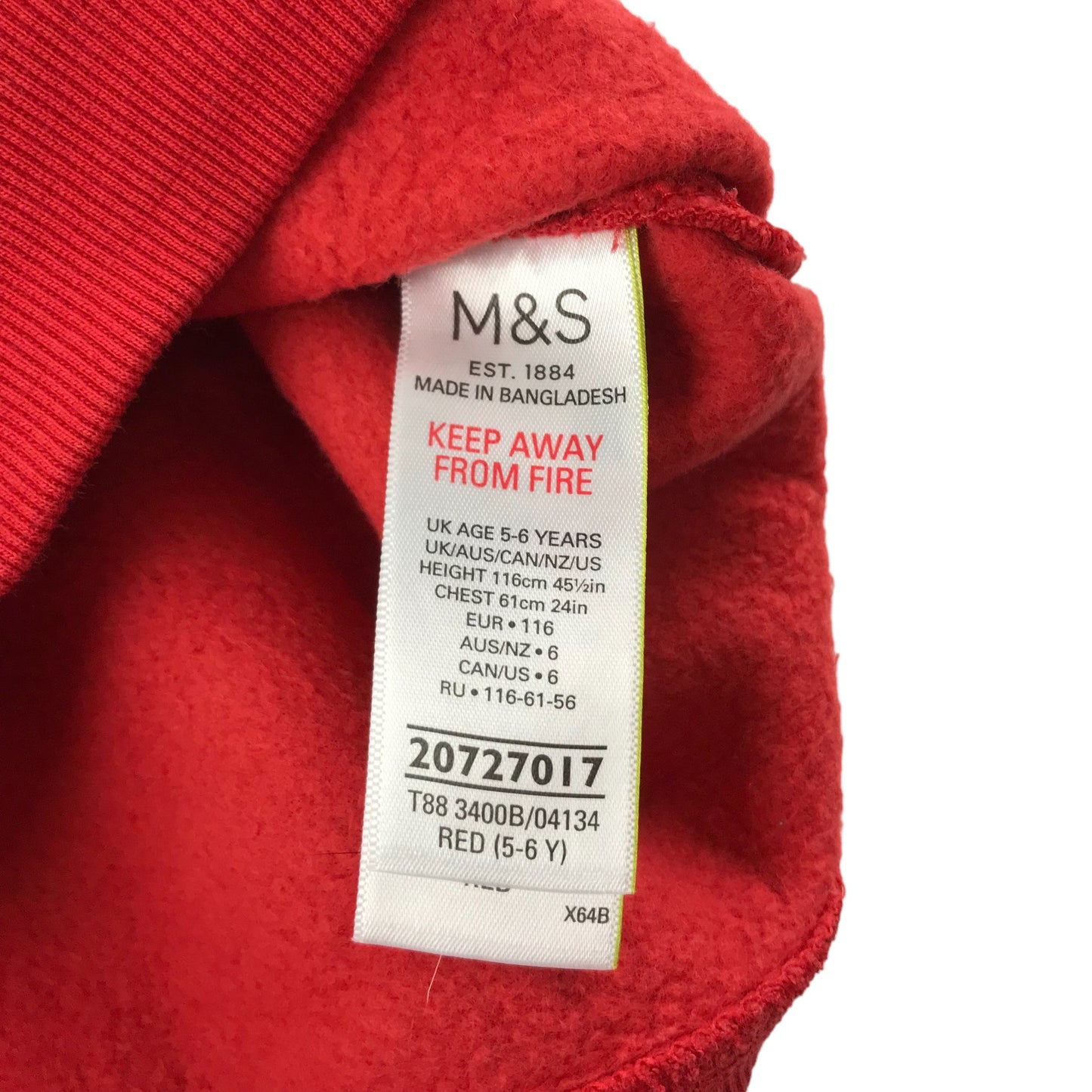 M&S Sweater Age 6 Red Star Print Jersey