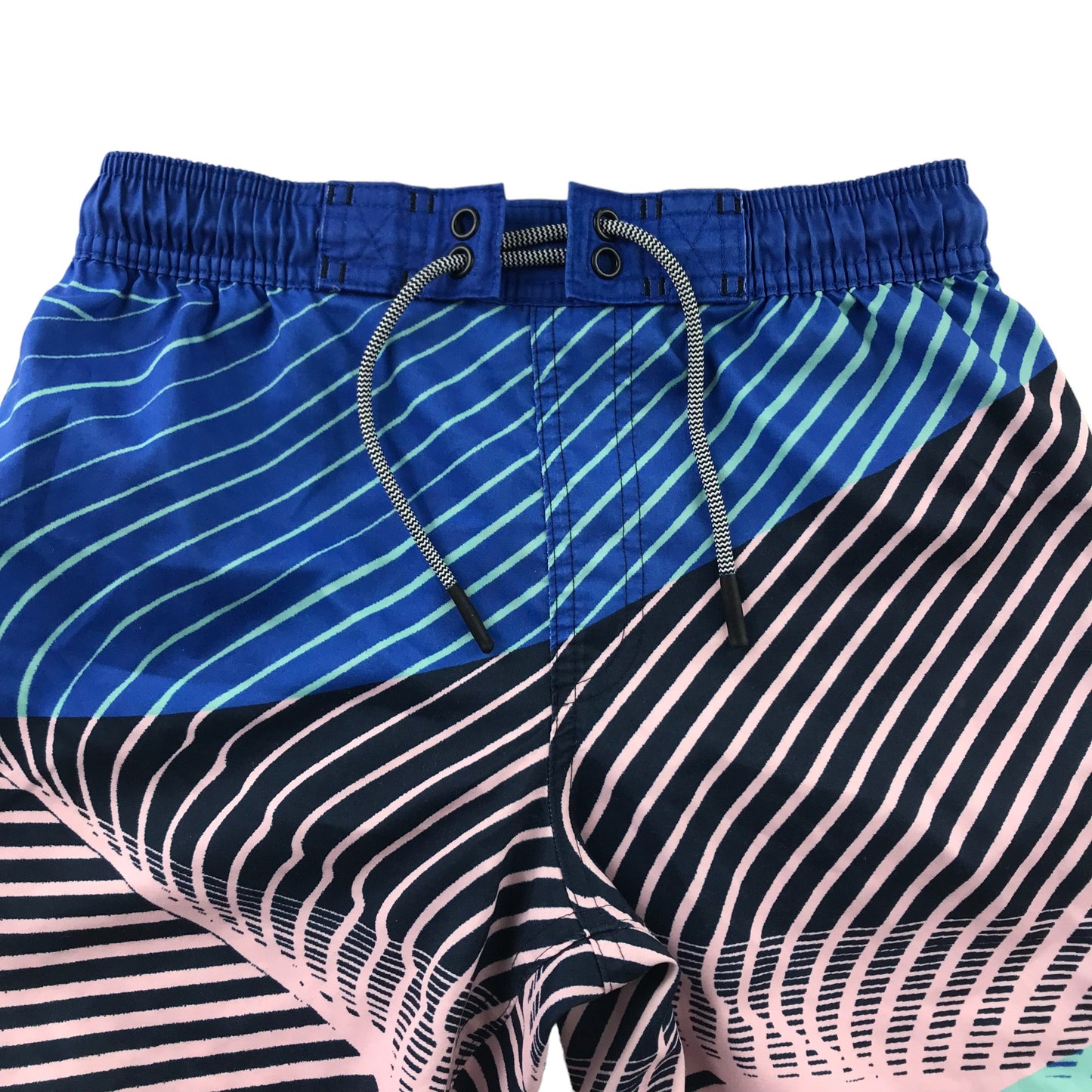 M&S Swim Trunks Age 9 Blue Navy Pink Graphic Print Shorts