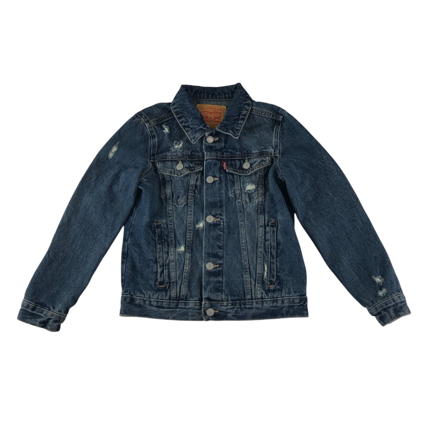 Levi's denim jacket 11-12 years blue distressed cotton denim