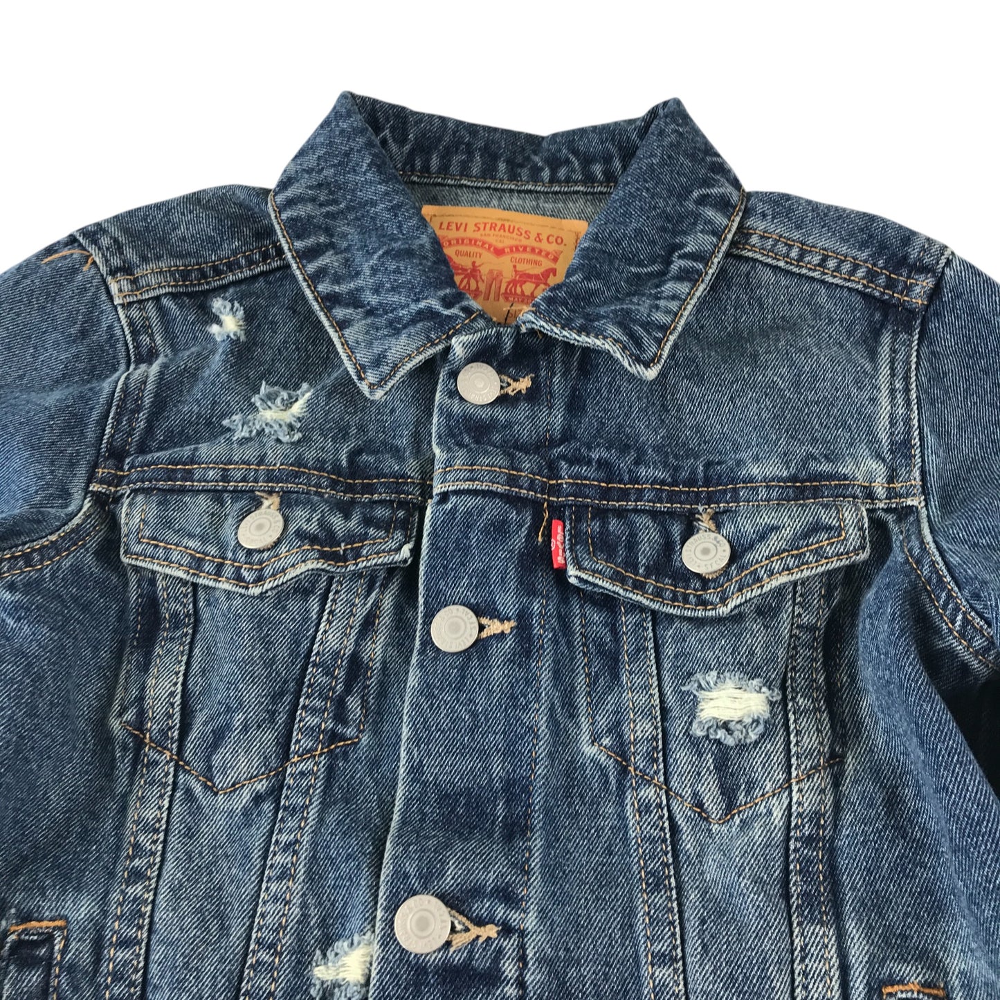 Levi's denim jacket 11-12 years blue distressed cotton denim