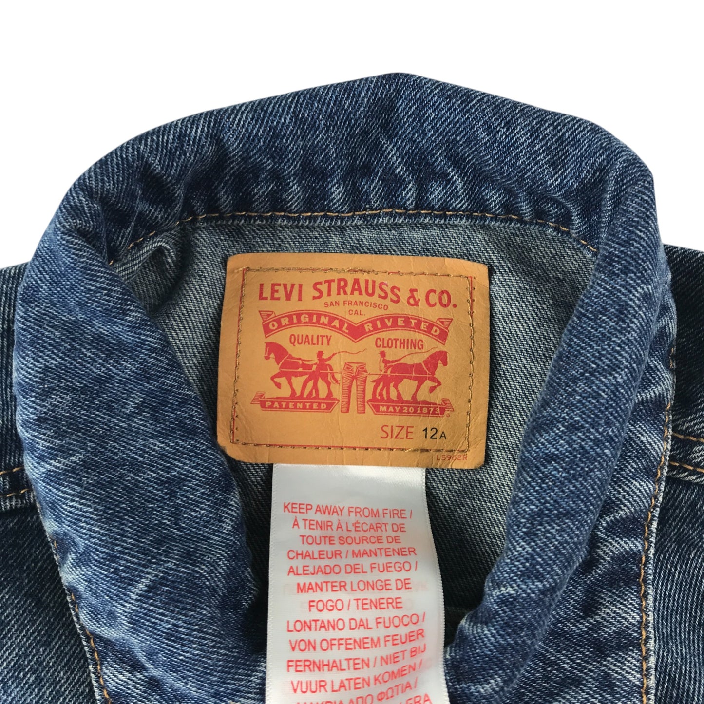 Levi's denim jacket 11-12 years blue distressed cotton denim