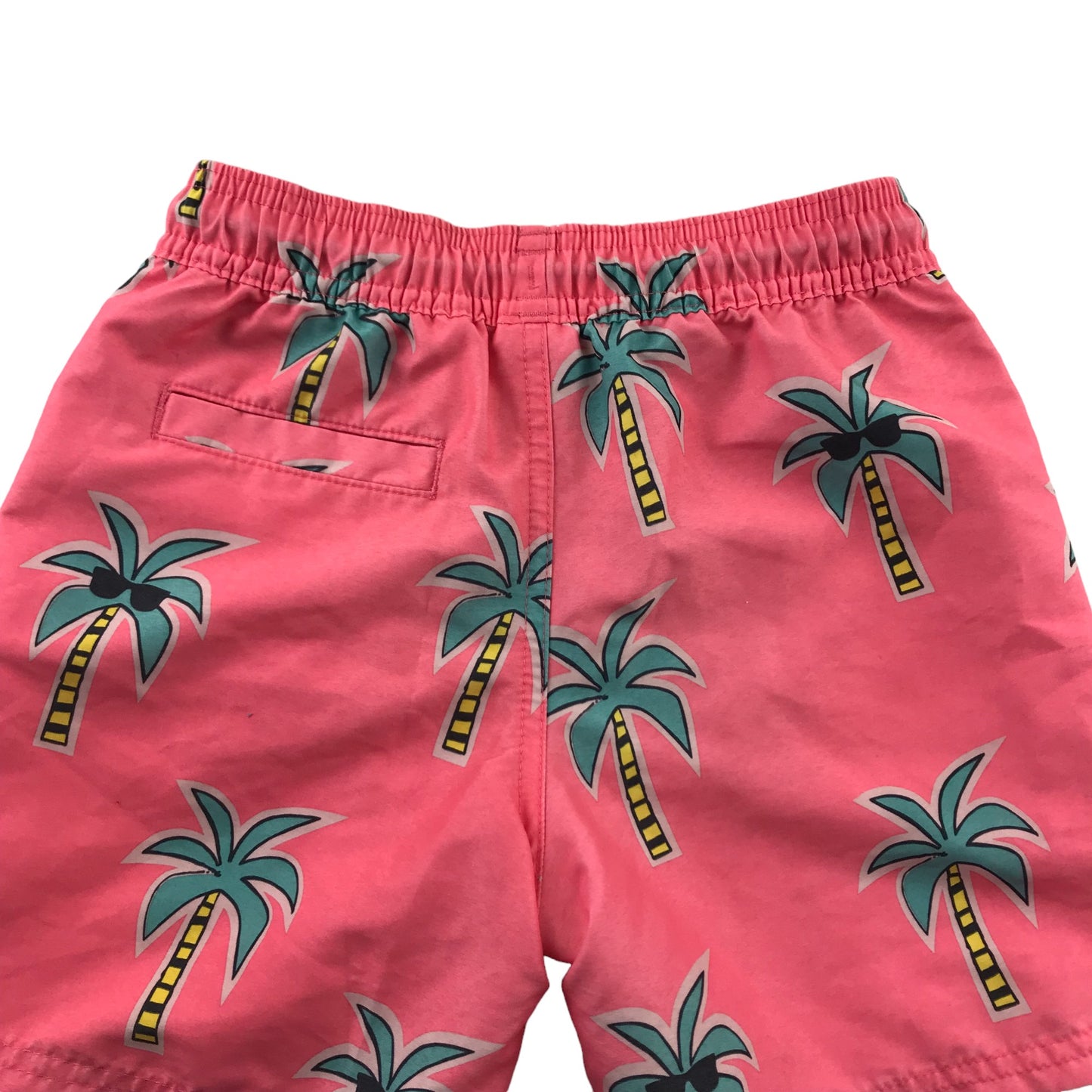 M&S Swim Trunks Age 7 Pink Palm Trees Print Shorts