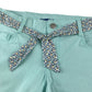 Okaidi shorts 9-10 years mint blue denim with canvas belt