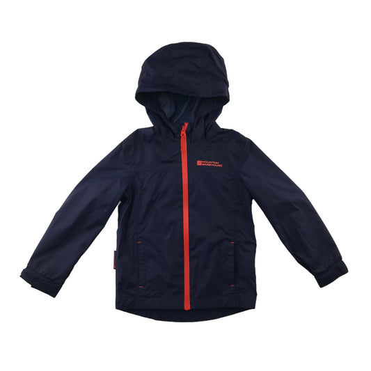 Mountain warehouse light jacket 5-6 years navy with orange zipper and logo