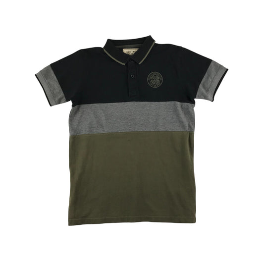 Celcic FC polo shirt 10-11 years khaki black grey panelled short sleeve Heritage Collection cotton