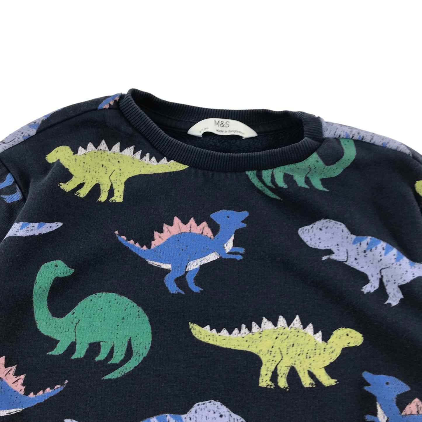 M&S Sweater Age 6 Navy Dinosaur Jersey