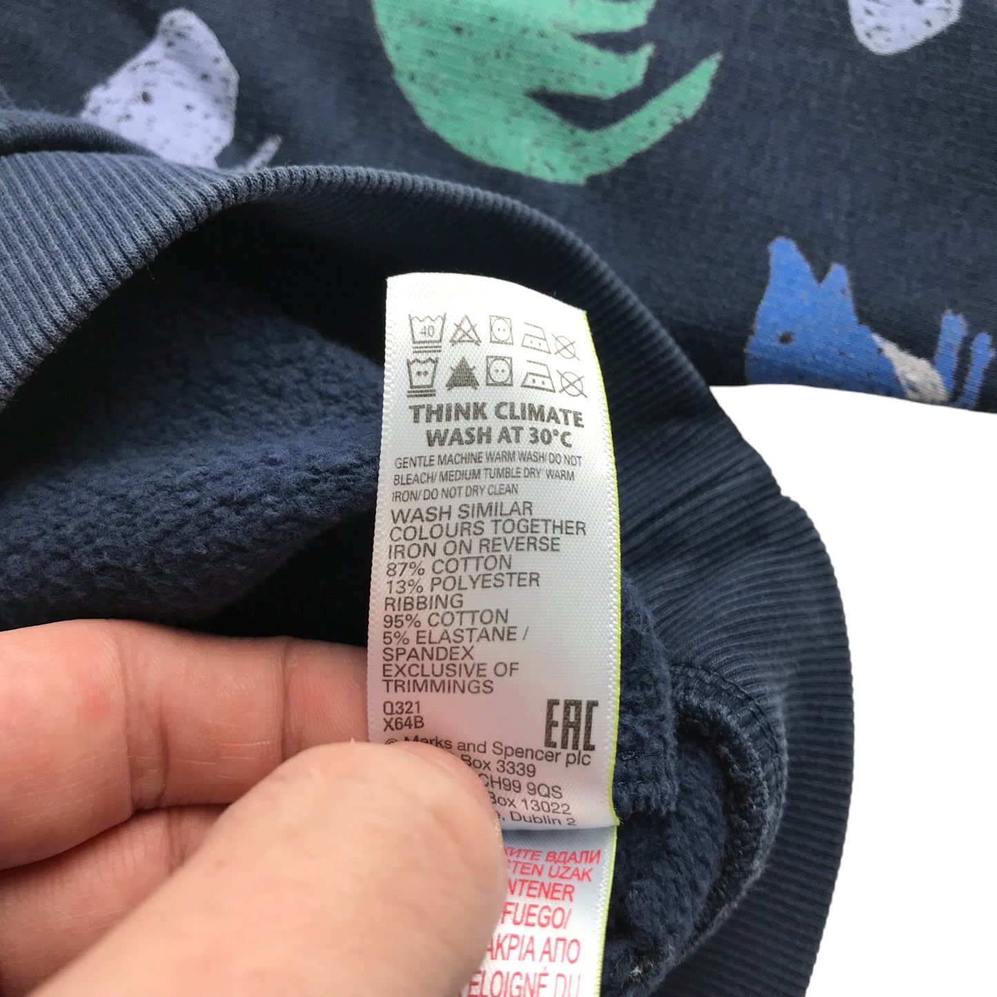 M&S Sweater Age 6 Navy Dinosaur Jersey