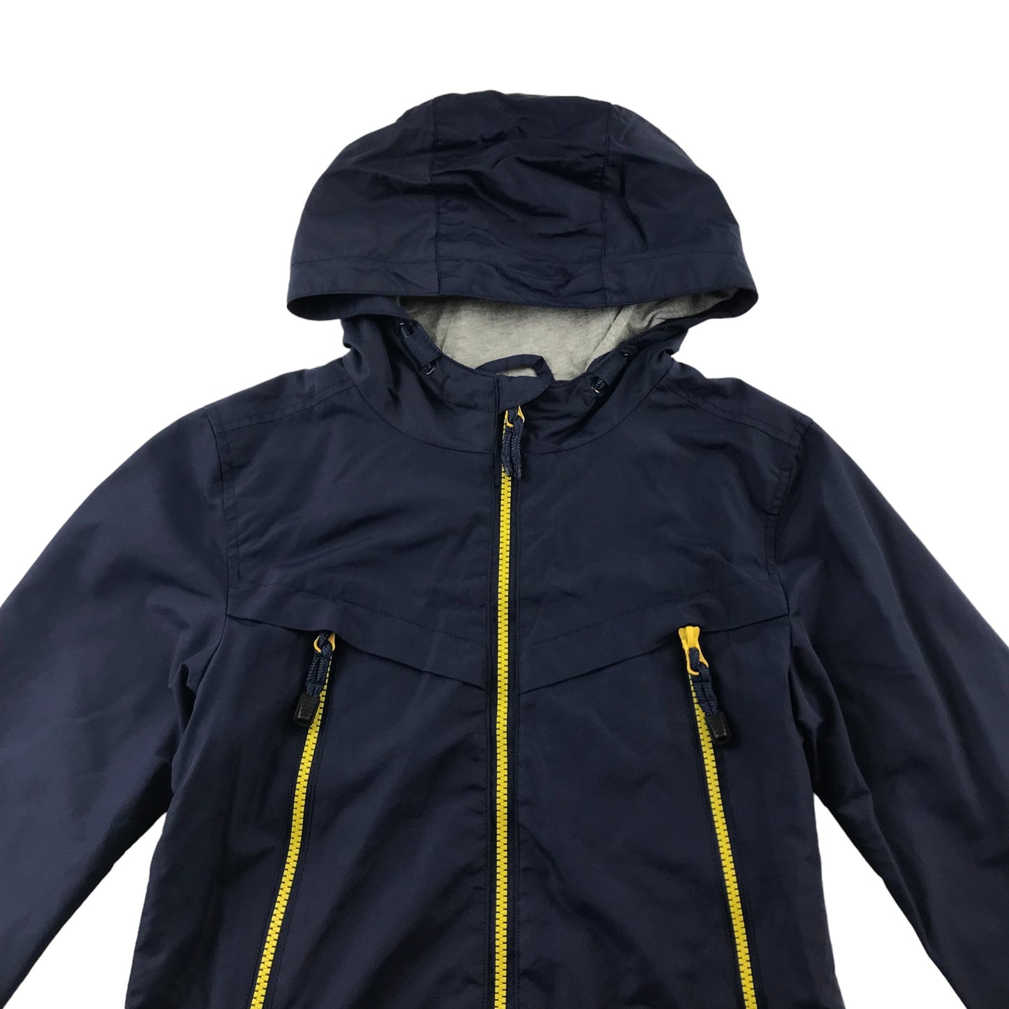 John Lewis light jacket 9 years navy plain with yellow zippers