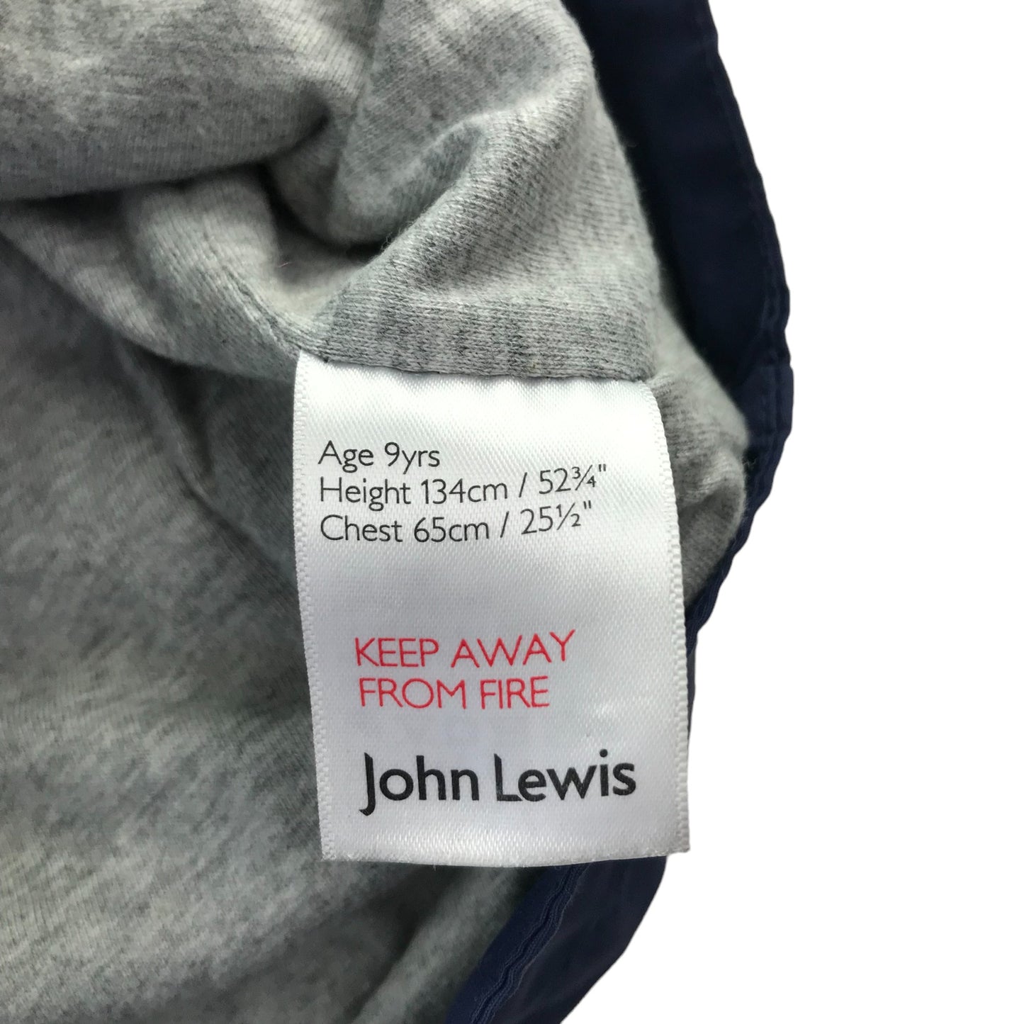 John Lewis light jacket 9 years navy plain with yellow zippers