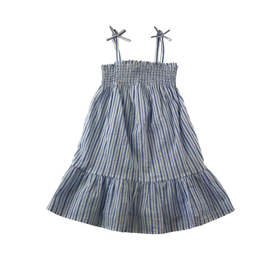 Primark Dress Age 7 Blue and White Stripes Cotton