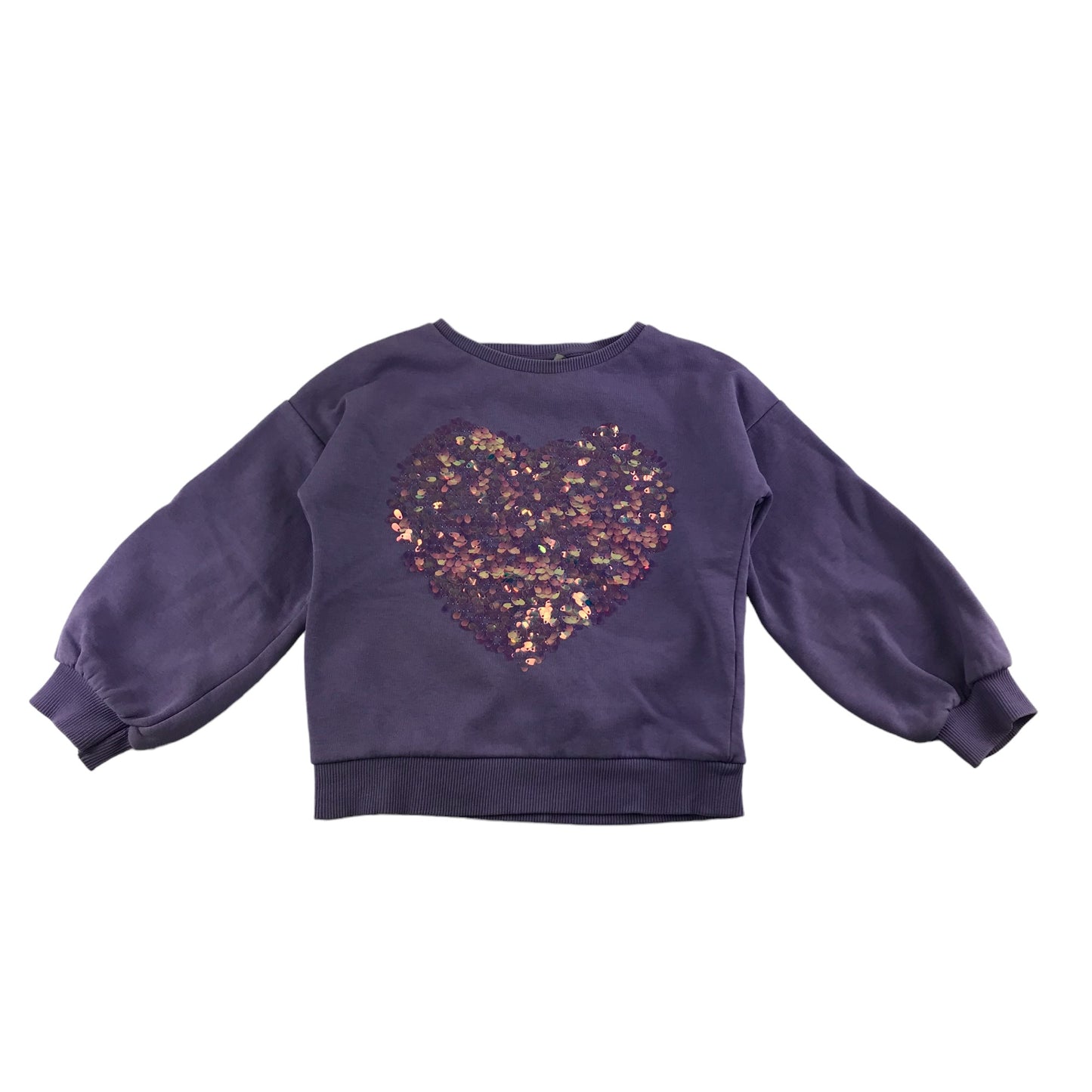 Matalan Sweater Age 6 Purple Sequin Love heart Jersey