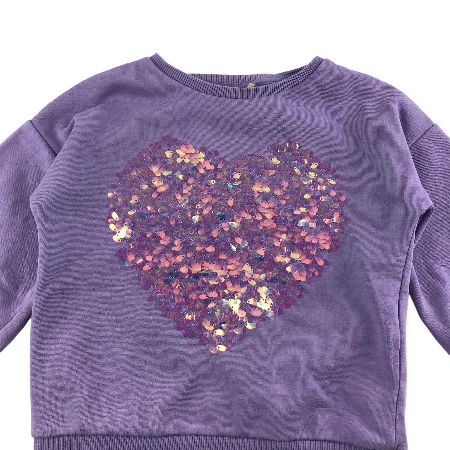 Matalan Sweater Age 6 Purple Sequin Love heart Jersey