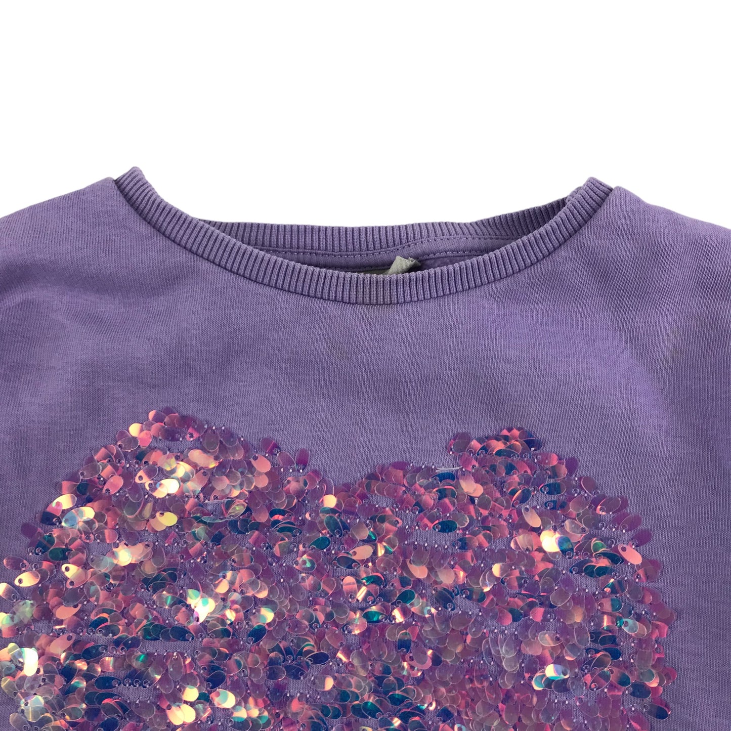 Matalan Sweater Age 6 Purple Sequin Love heart Jersey