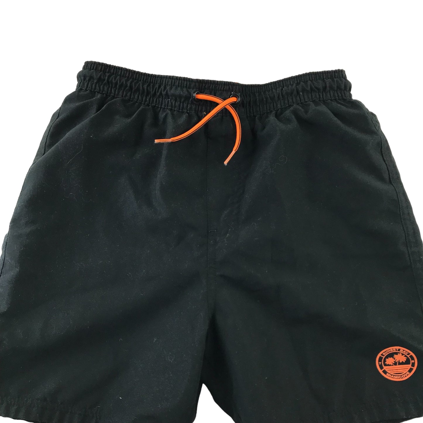 F&F Swim Trunks Age 9 Black with Orange Draw Strings and Logo Shorts