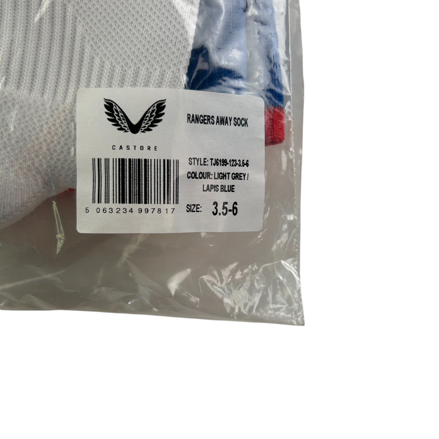 Castore Rangers FC Football Socks - White with Blue Top and Red Stripe