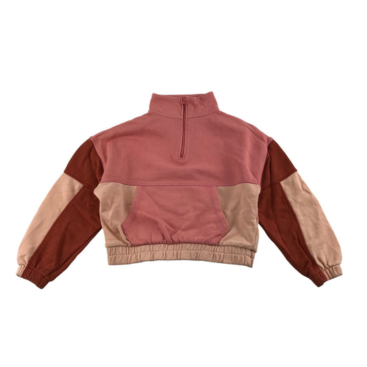 Next Sweater Age 7 Peachy Pink and Burgundy Cropped Jersey