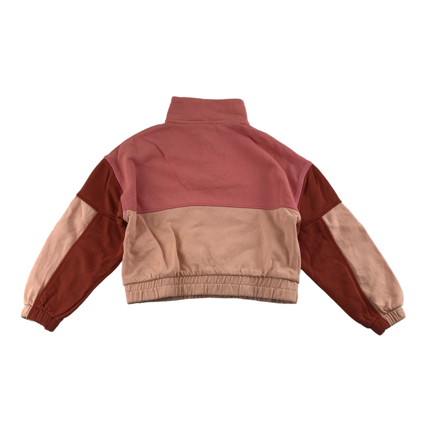 Next Sweater Age 7 Peachy Pink and Burgundy Cropped Jersey