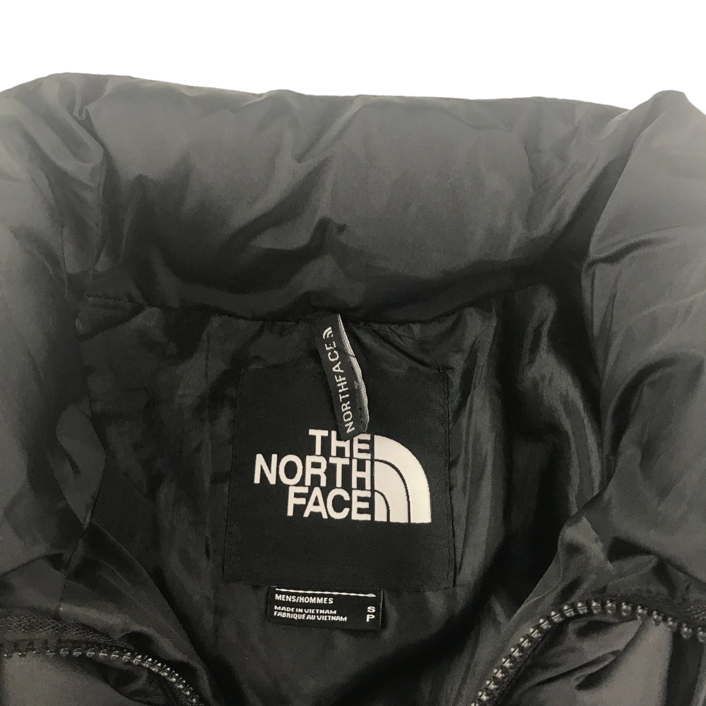 The North Face jacket men's size S black and blue panelled puffer